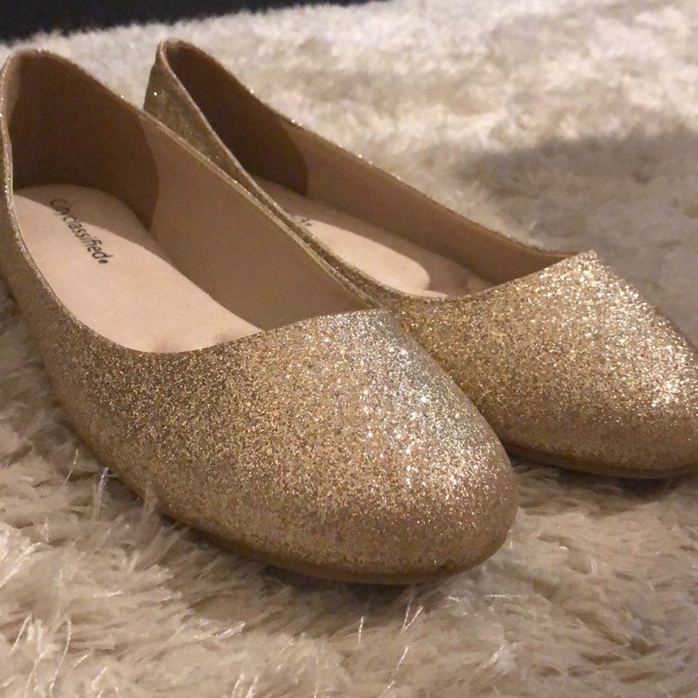 Glitter Gold Dress Flats